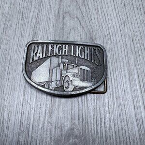 Raleigh Lights Cigarettes Tobacco Semi Truck Trucking 1970'S Belt Buckle By Rj